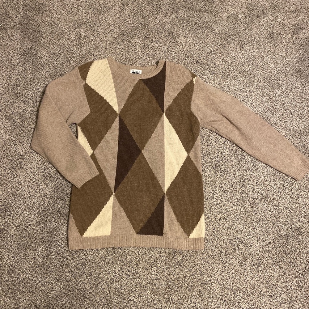 Vintage Leslie Fay Women's Lambswool/Angora Rabbit/Nylon Blend Argyle  Sweater